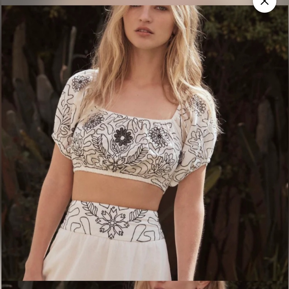 Free people lotus embroidered top
